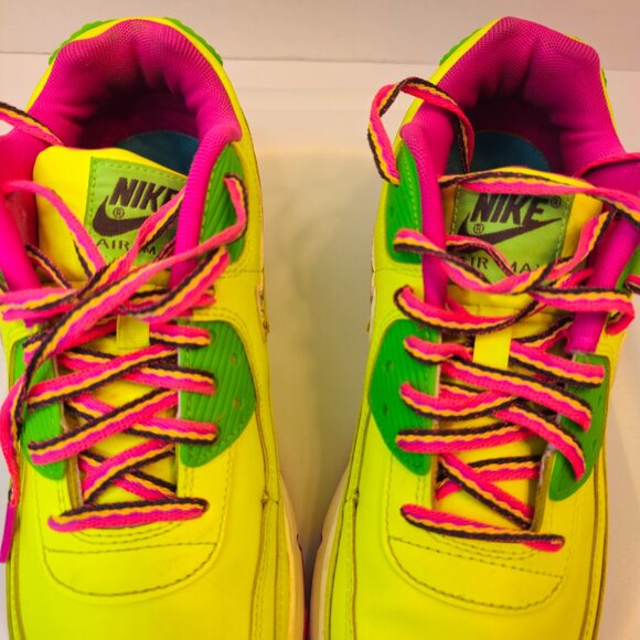 Nike Air Max 90 Leather GS Youth Size 5 Yellow Green Athletic Shoes CW5795-700 - Picture 9 of 9